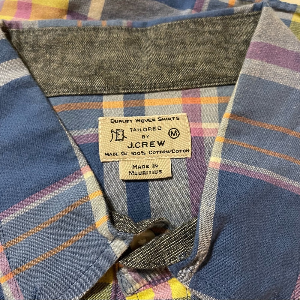 J Crew Blue Plaid Long Sleeve Button Front Shirt - Picture 3 of 6
